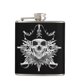 Pirate Skull and Swords, Vinyl Wrapped Flask Heupfles