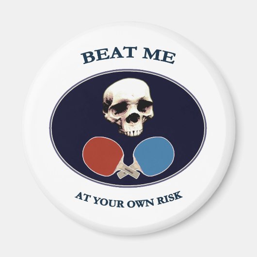Pirate Skull Beat me Ping Pong Magneet (Voorkant)