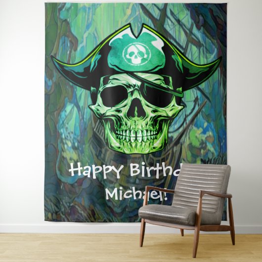 Pirate Skull Birthday Captain Jack Wandkleed (In situ)