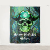 Pirate Skull Birthday Captain Jack Wandkleed (Voorkant)