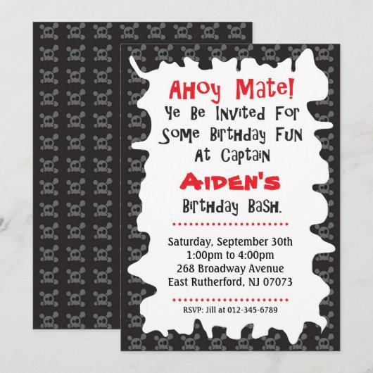 Pirate Skull Birthday Kaart (Voorkant / Achterkant)