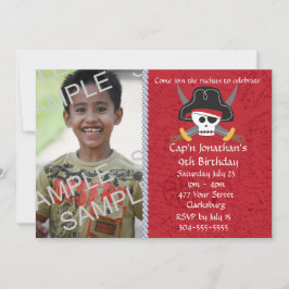 Pirate Skull Birthday Photo Template Kaart