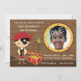 Pirate Skull Birthday Photo Template Kaart