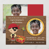 Pirate Skull Birthday Photo Template Kaart (Voorkant / Achterkant)