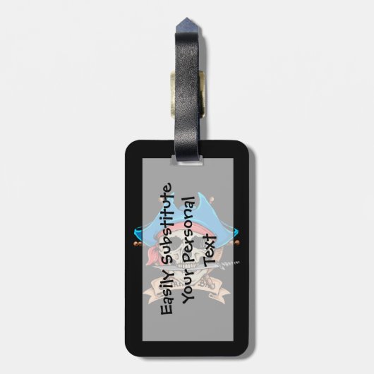 Pirate Skull Biting Knife Bagagelabel (Achterkant verticaal)