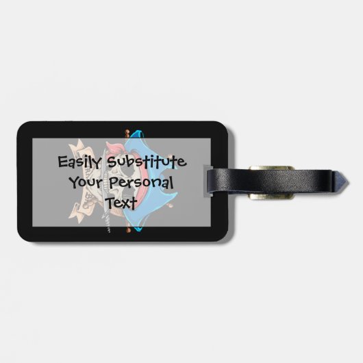 Pirate Skull Biting Knife Bagagelabel (Achterkant horizontaal)