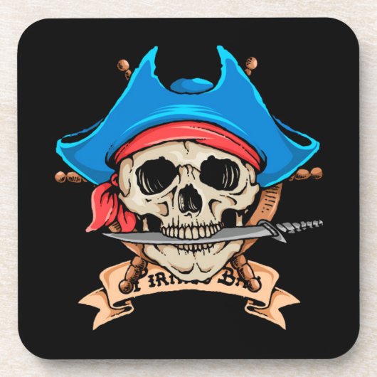 Pirate Skull Biting Knife Drankjes Onderzetter (Voorkant)