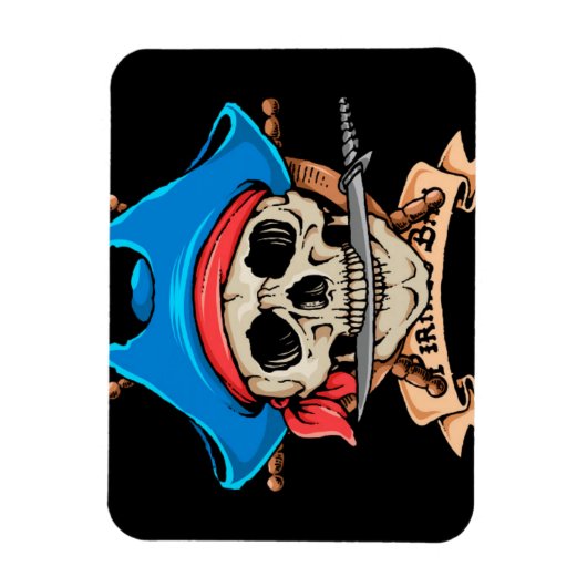 Pirate Skull Biting Knife Magneet (Verticaal)