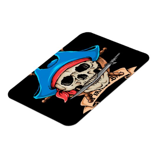 Pirate Skull Biting Knife Magneet (Linkerzijde)