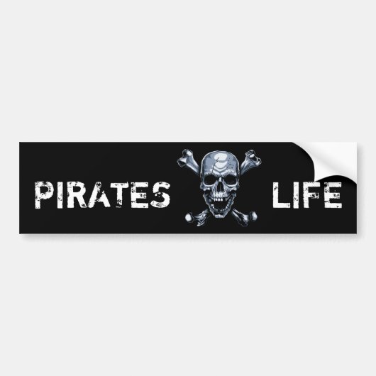 Pirate Skull Black Bumpersticker (Voorkant)