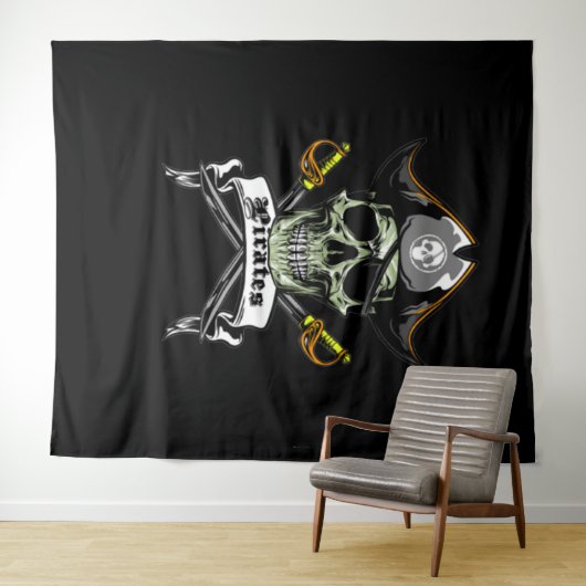 Pirate Skull Botten Achtergrond Wandkleed (In Situ (horizontaal))