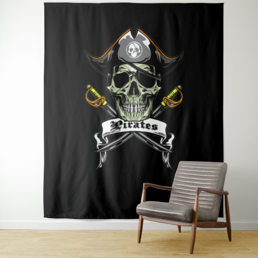 Pirate Skull Botten Achtergrond Wandkleed (In situ)
