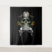 Pirate Skull Botten Achtergrond Wandkleed (Voorkant)