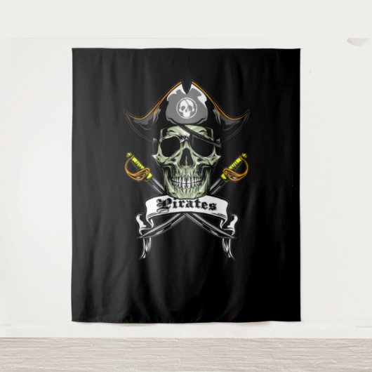 Pirate Skull Botten Achtergrond Wandkleed (Voorkant)