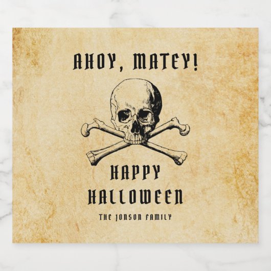 Pirate Skull & Botten Halloween Bier Etiket (Enkel label)