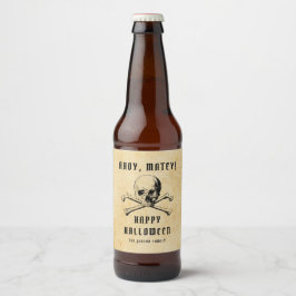 Pirate Skull & Botten Halloween Bier Etiket