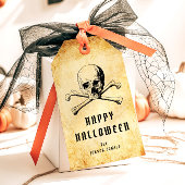 Pirate Skull & Botten Halloween Cadeaulabel