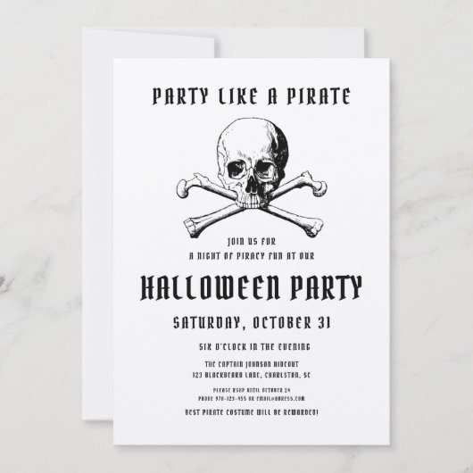 Pirate Skull & Botten Halloween Kaart (Voorkant)