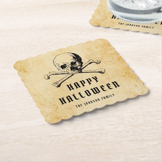  Pirate Skull & Botten Halloween Kartonnen Onderzetters (Gebogen)