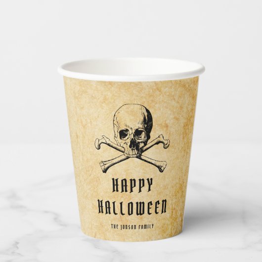  Pirate Skull & Botten Halloween Papieren Bekers (Achterkant)