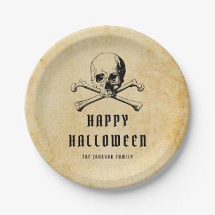 Pirate Skull & Botten Halloween Papieren Bordje