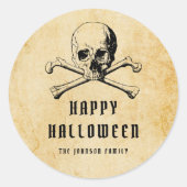 Pirate Skull & Botten Halloween Ronde Sticker (Voorkant)