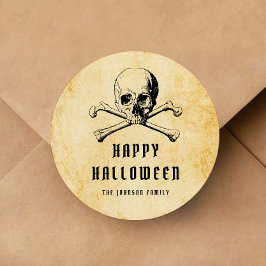 Pirate Skull & Botten Halloween Ronde Sticker