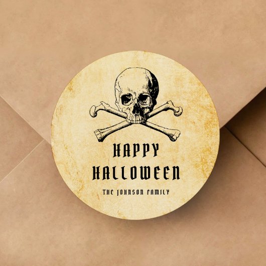 Pirate Skull & Botten Halloween Ronde Sticker