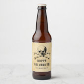  Pirate Skull & Botten Happy Halloween Bier Etiket (Voorkant)