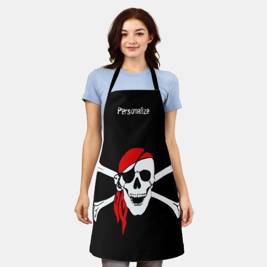 Pirate Skull & Botten Skeleton Eye Patch Schort (Gedragen)