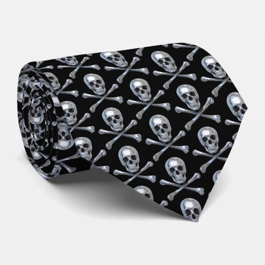 Pirate Skull Botten Stropdas (Opgerold)