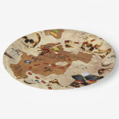 Pirate Skull & Botten Treasure Map Papieren Bordje (Gekanteld)
