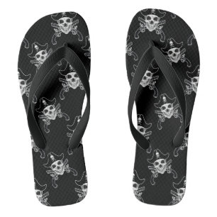 Pirate Skull, brede riemen, vrouwen 8/9 - Mannen 7 Teenslippers