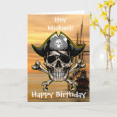 Pirate Skull Captain Cross Bones Kaart (Gele Bloem)