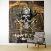 Pirate Skull Captain Cross Botten achtergrond Wandkleed (In situ)