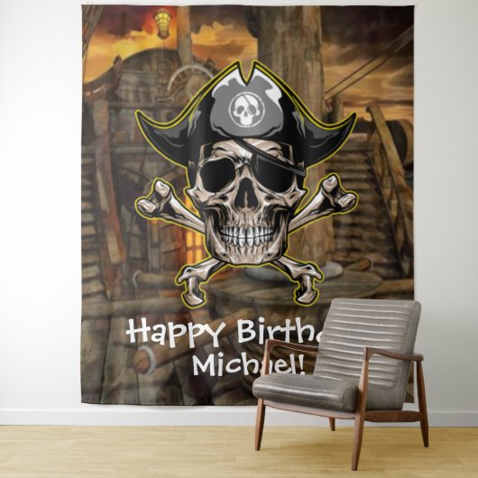 Pirate Skull Captain Cross Botten achtergrond Wandkleed (In situ)