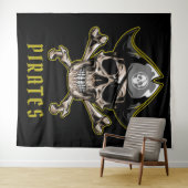 Pirate Skull Captain Royal Treasure-achtergrond Wandkleed (In Situ (horizontaal))