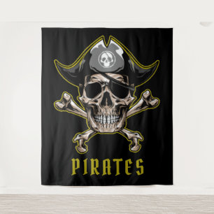 Pirate Skull Captain Royal Treasure-achtergrond Wandkleed