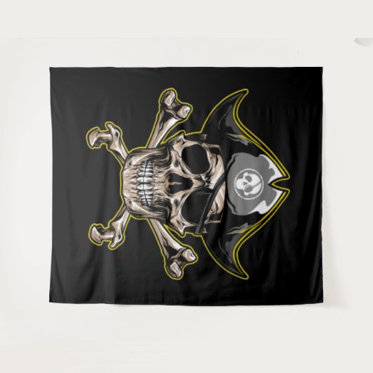 Pirate Skull Captain Royal Treasure Tapestry Wandkleed (Voorkant (horizontaal))