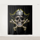Pirate Skull Captain Royal Treasure Tapestry Wandkleed (Voorkant)