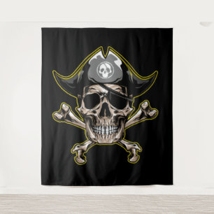 Pirate Skull Captain Royal Treasure Tapestry Wandkleed