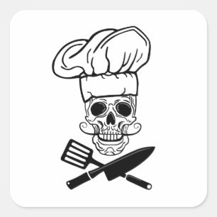 Pirate Skull Chef Pet Vierkante Sticker