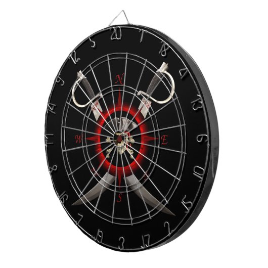 Pirate Skull Compass Roos Dartbord (Voorkant Rechts)