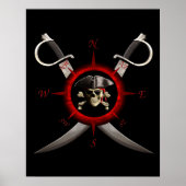 Pirate Skull Compass Roos Poster (Voorkant)