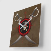 Pirate Skull Compass Rose Vierkante Klok (Hoek)