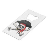 Pirate Skull Creditkaart Flessenopener (Voorkant Gekanteld)