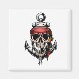Pirate Skull Cross Botten Anchor Magneet