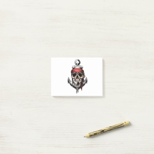 Pirate Skull Cross Botten Anchor Post-it® Notes (Op bureau)