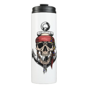 Pirate Skull Cross Botten Anchor Thermosbeker