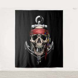 Pirate Skull Cross Botten Anchor Wandkleed